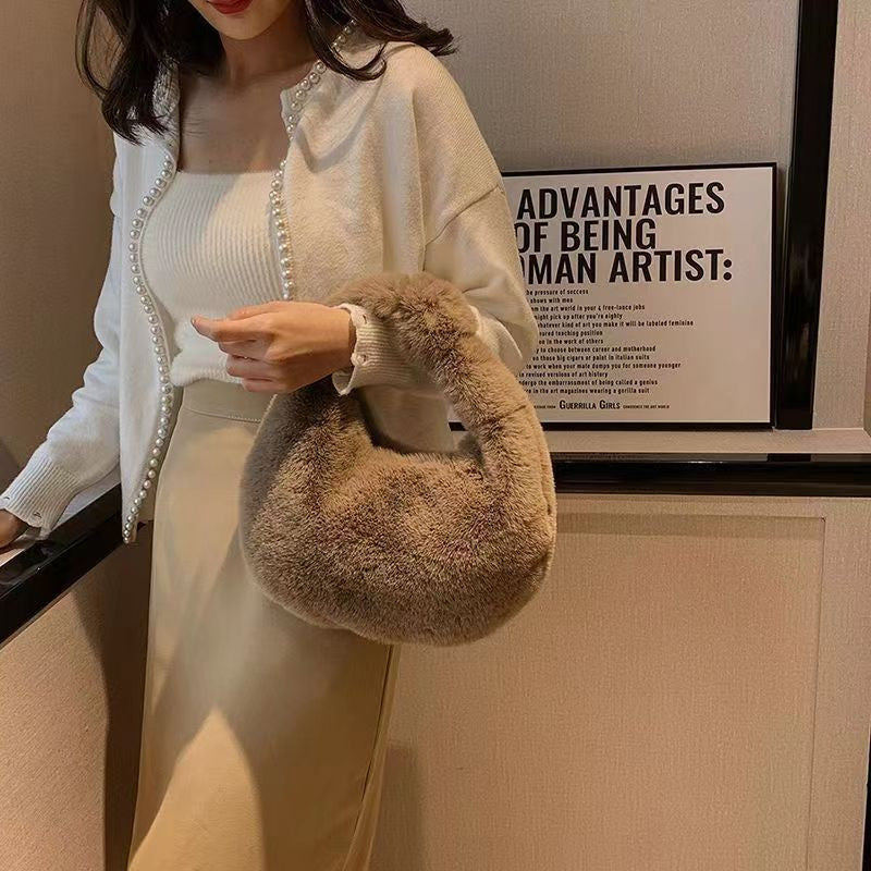 Trendy Handheld Solid-color Single-shoulder Tote Bag