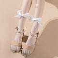 Ultra Thin Glass Fiber Polka Dot Bow Socks, Card Silk Transparent Girls' Pile Socks