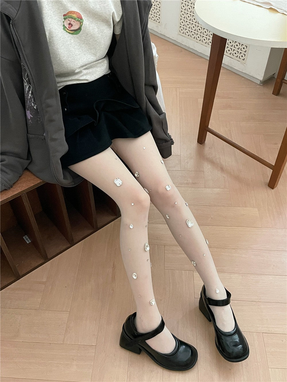 Handmade Rhinestone Stockings For Women, Translucent Pantyhose, Summer Thin Design