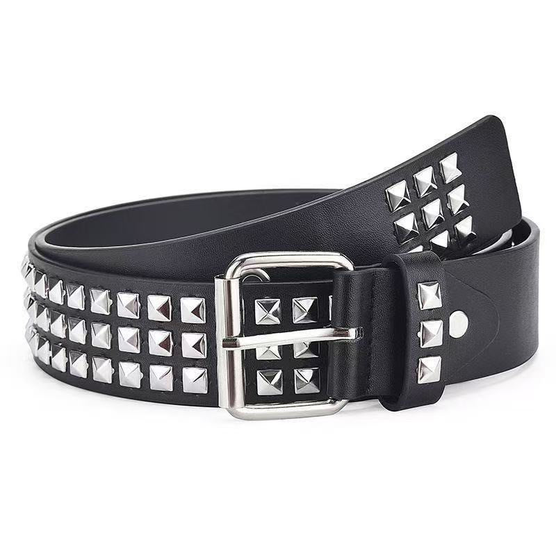 Square Bead Rivet Metal Pyramid Belt