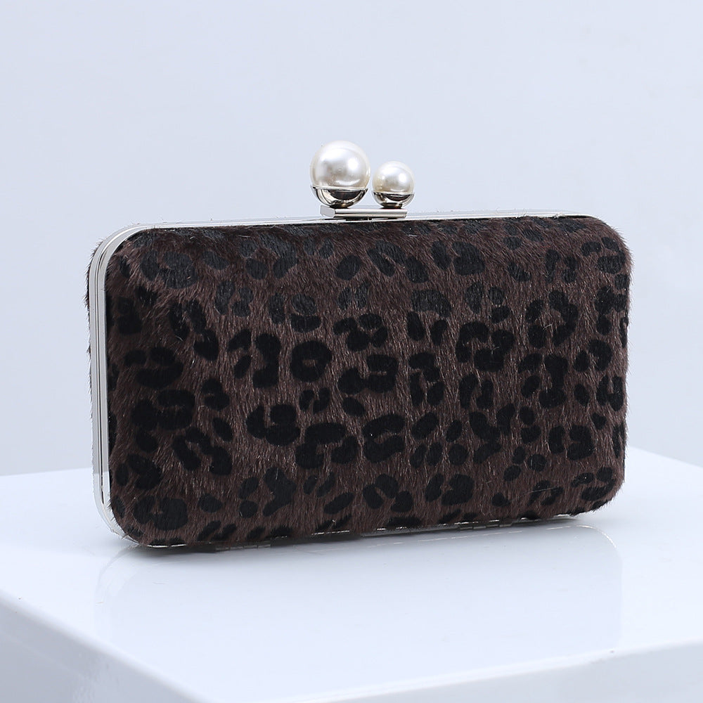 Classic Cross-Border EuropeanAmerican Leopard-Print Fashionable Shoulder Clutch Bag
