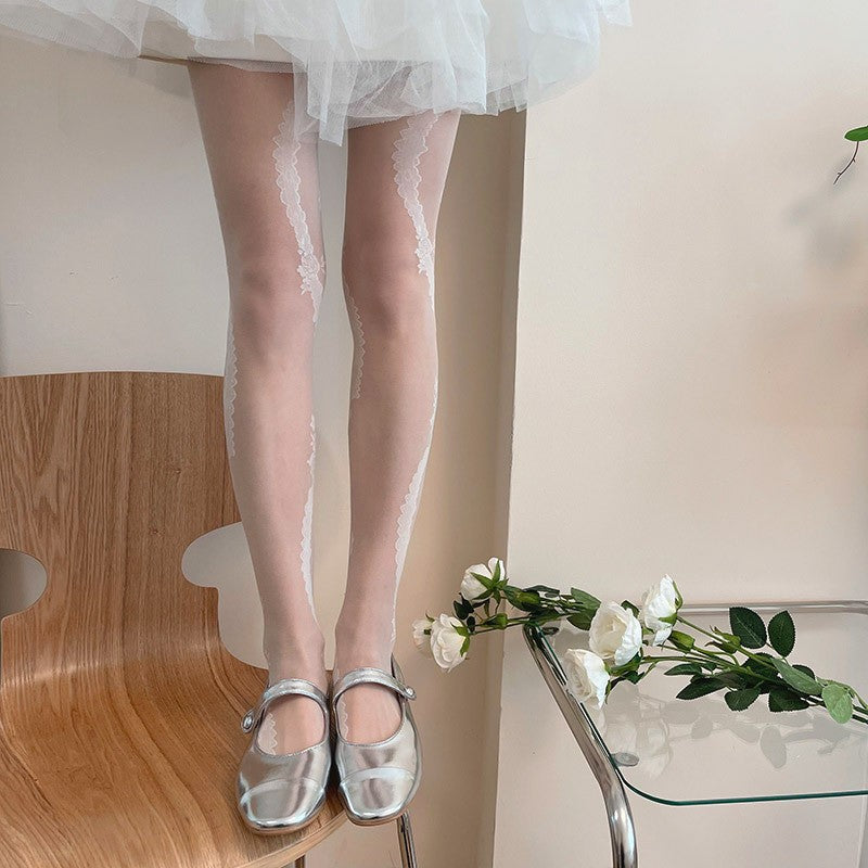 Flower Stockings Solid Color Rose Sexy Base Stockings Women's Pantyhose