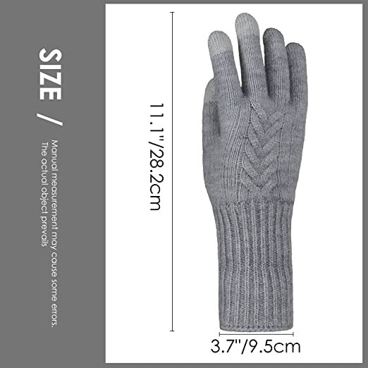 Autumn And Winter Jacquard Dark Gray Warm Touch Screen Magic Gloves
