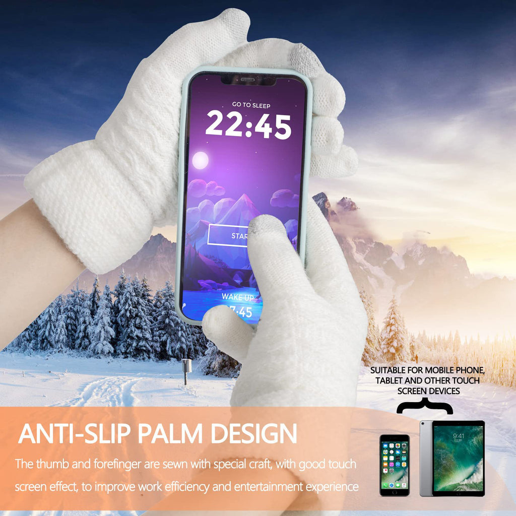 Women's Wave Patterned Double-layer Velvet Thickened Knitted Gloves