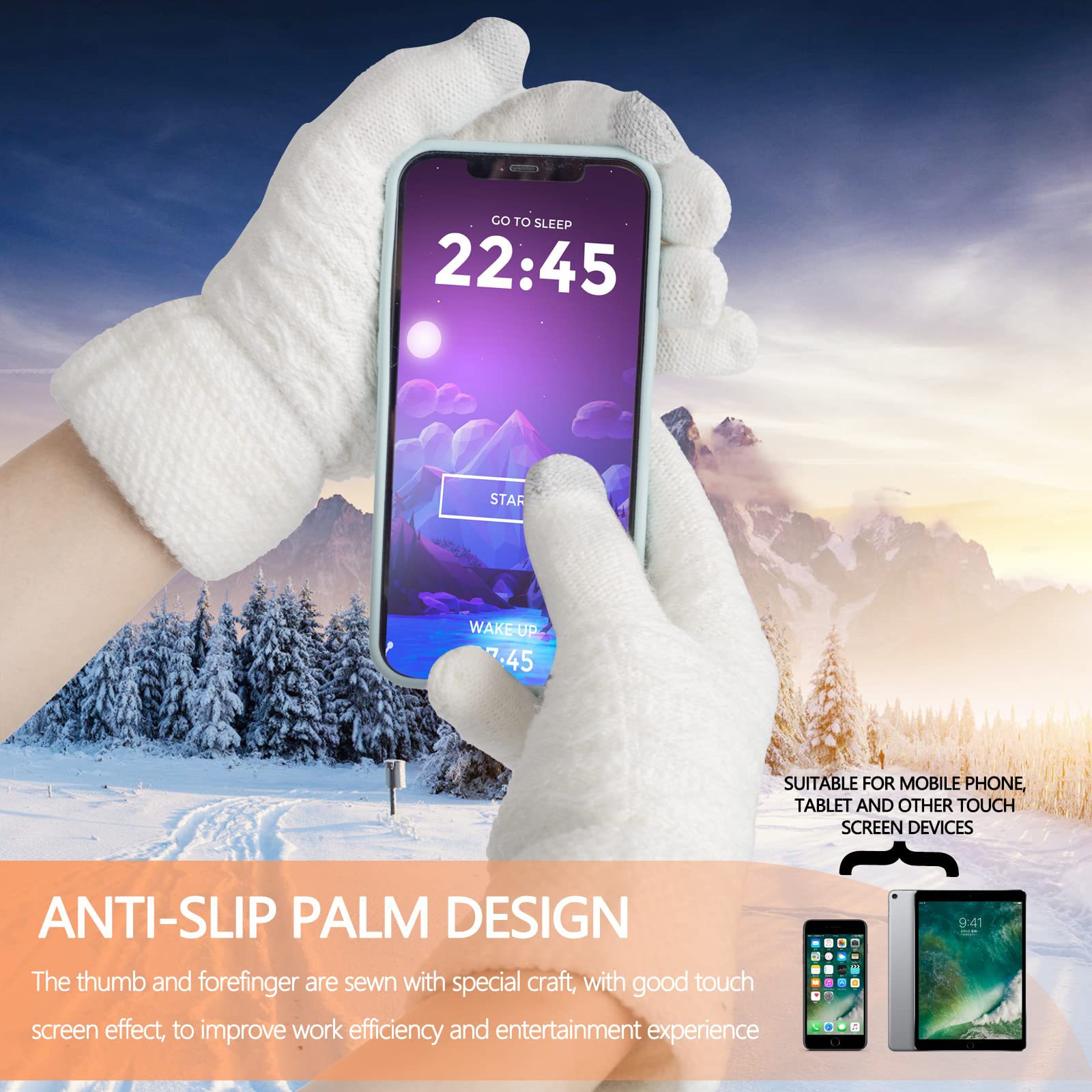 Women's Wave Patterned Double-layer Velvet Thickened Knitted Gloves