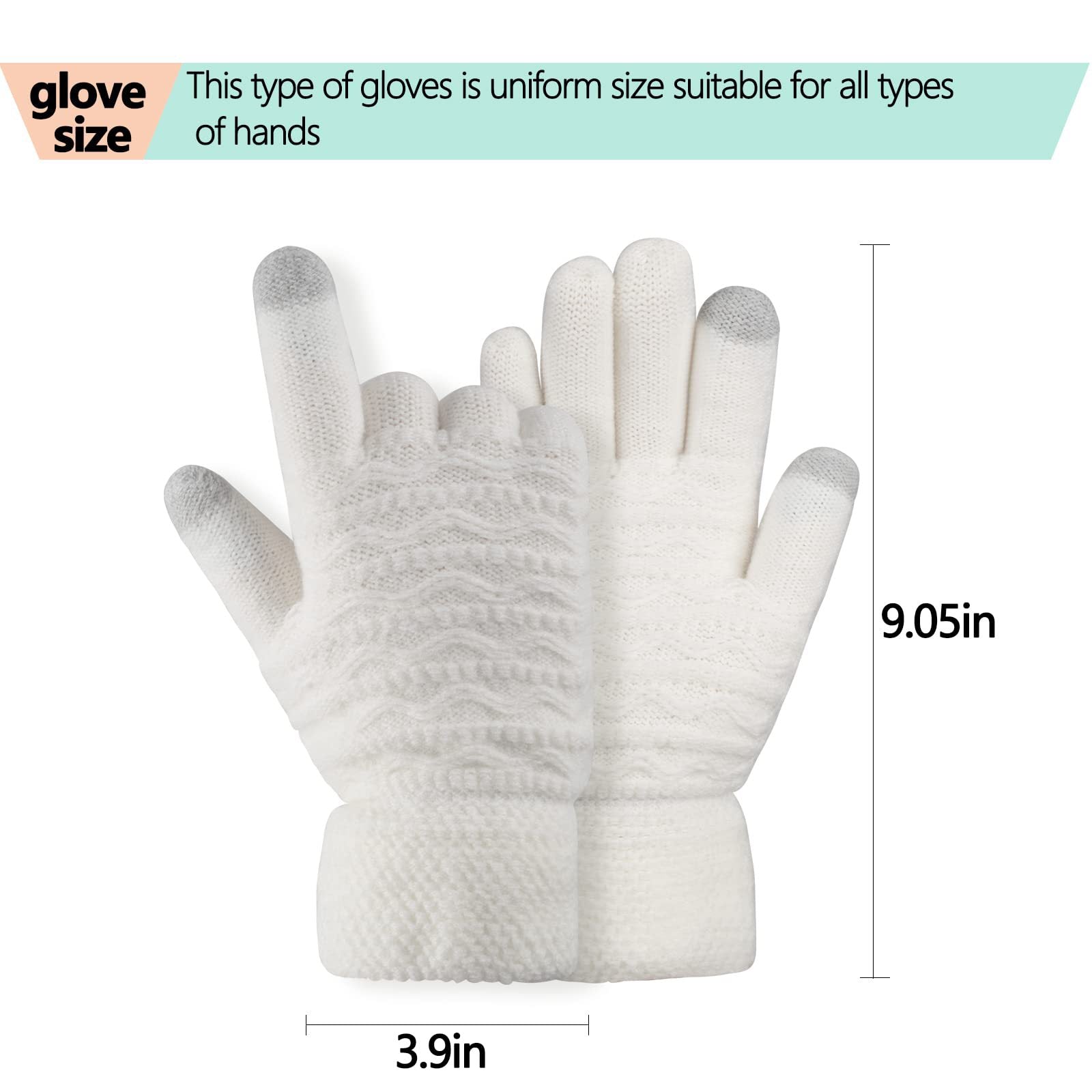 Women's Wave Patterned Double-layer Velvet Thickened Knitted Gloves