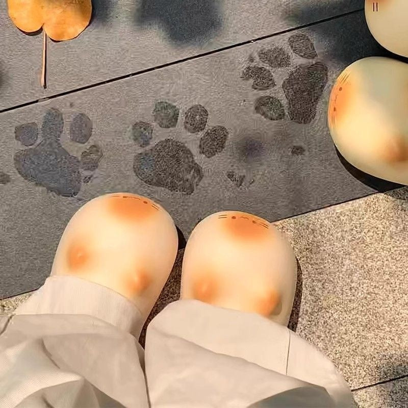 Warm Fleece-Lined Non-Slip Waterproof Adorable Kitty Cotton Slippers For Women