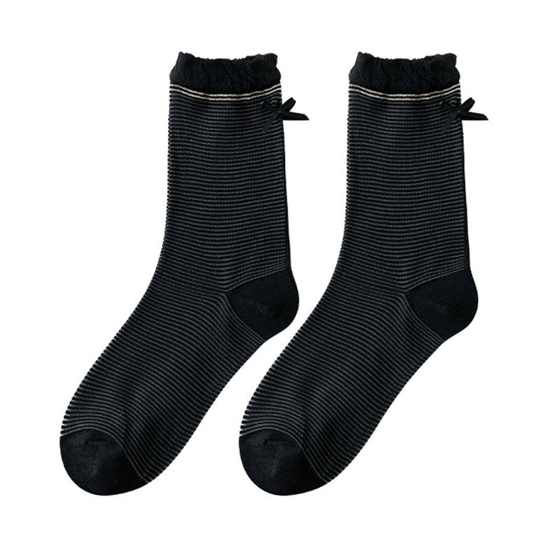 Women's Sweet Ballet-Style Butterfly Knot Thigh-High Socks With Breathable Thin Design For Summer Boneless Glass