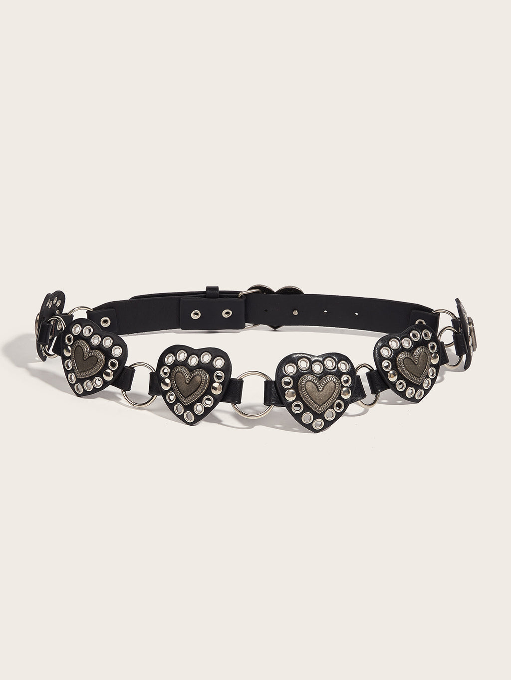 Street-style Hollowed-out Circular PU Leather Belt