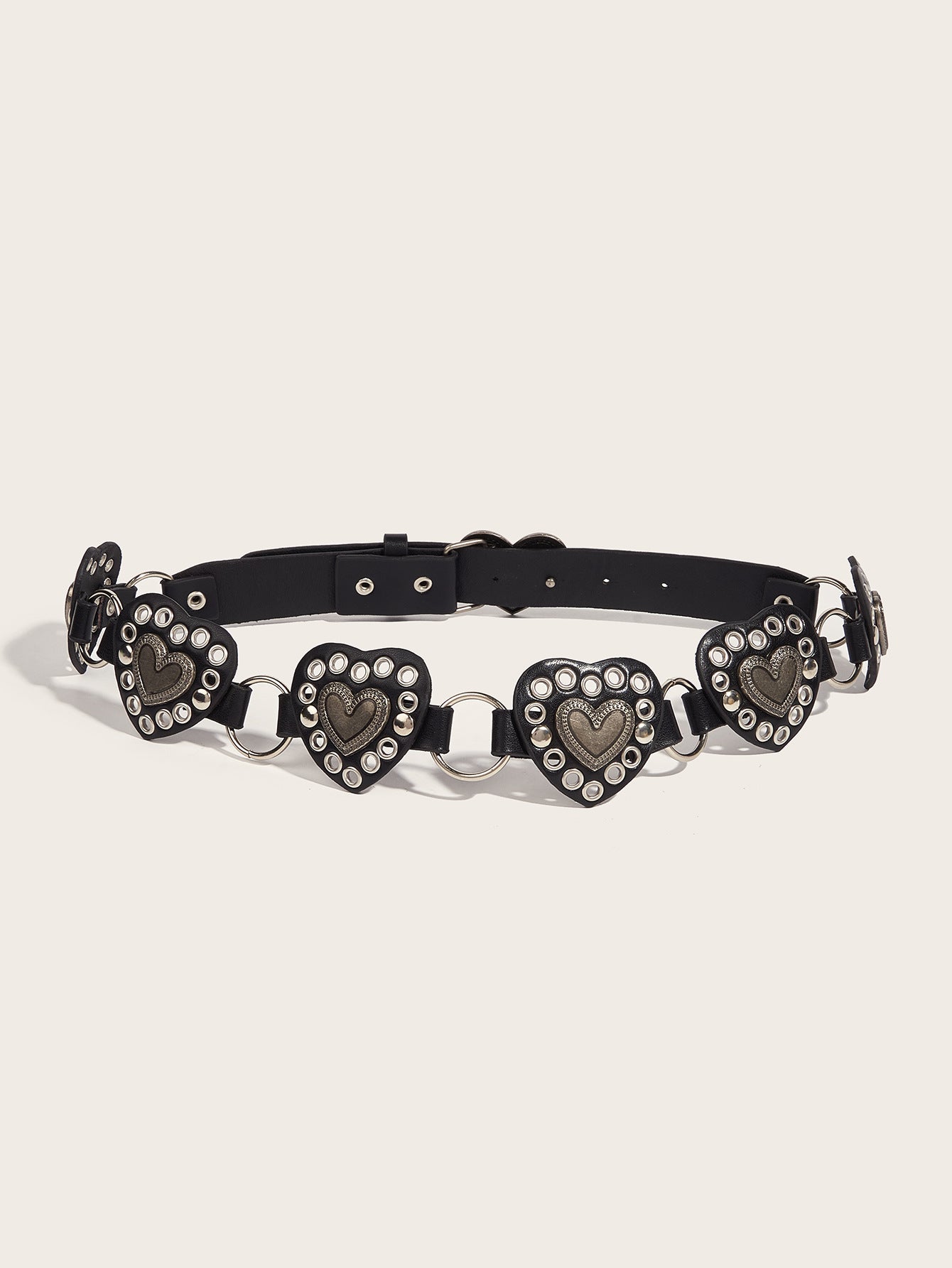 Street-style Hollowed-out Circular PU Leather Belt