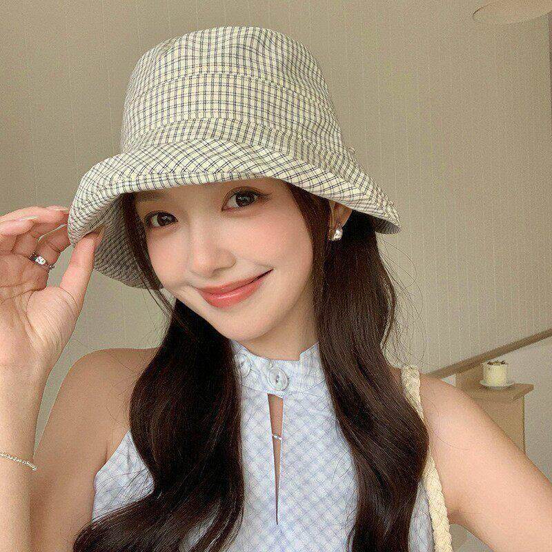 Curved-brim Plaid Fisherman Womens Vacation Sun Hat