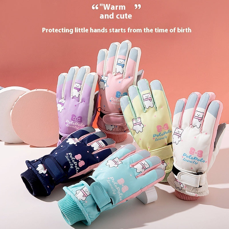 Skiing Fleece-lined Touch Screen Riding Five Finger Gloves