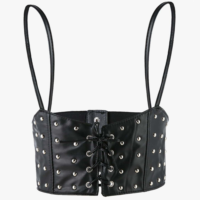 Fashionable Womens PU Leather Vest Belt With Elastic Stretchy Fit