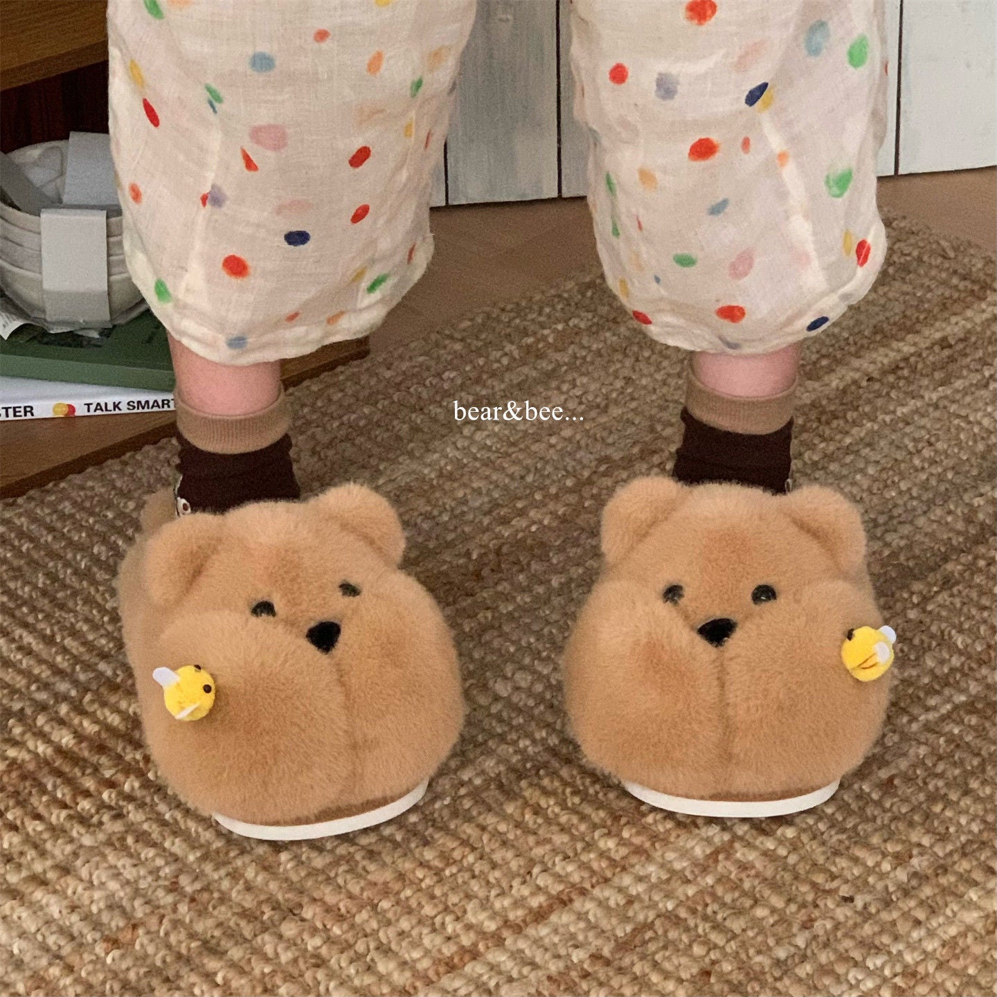 Cute And Fun Chubby Bear Slippers Stung By A Bee