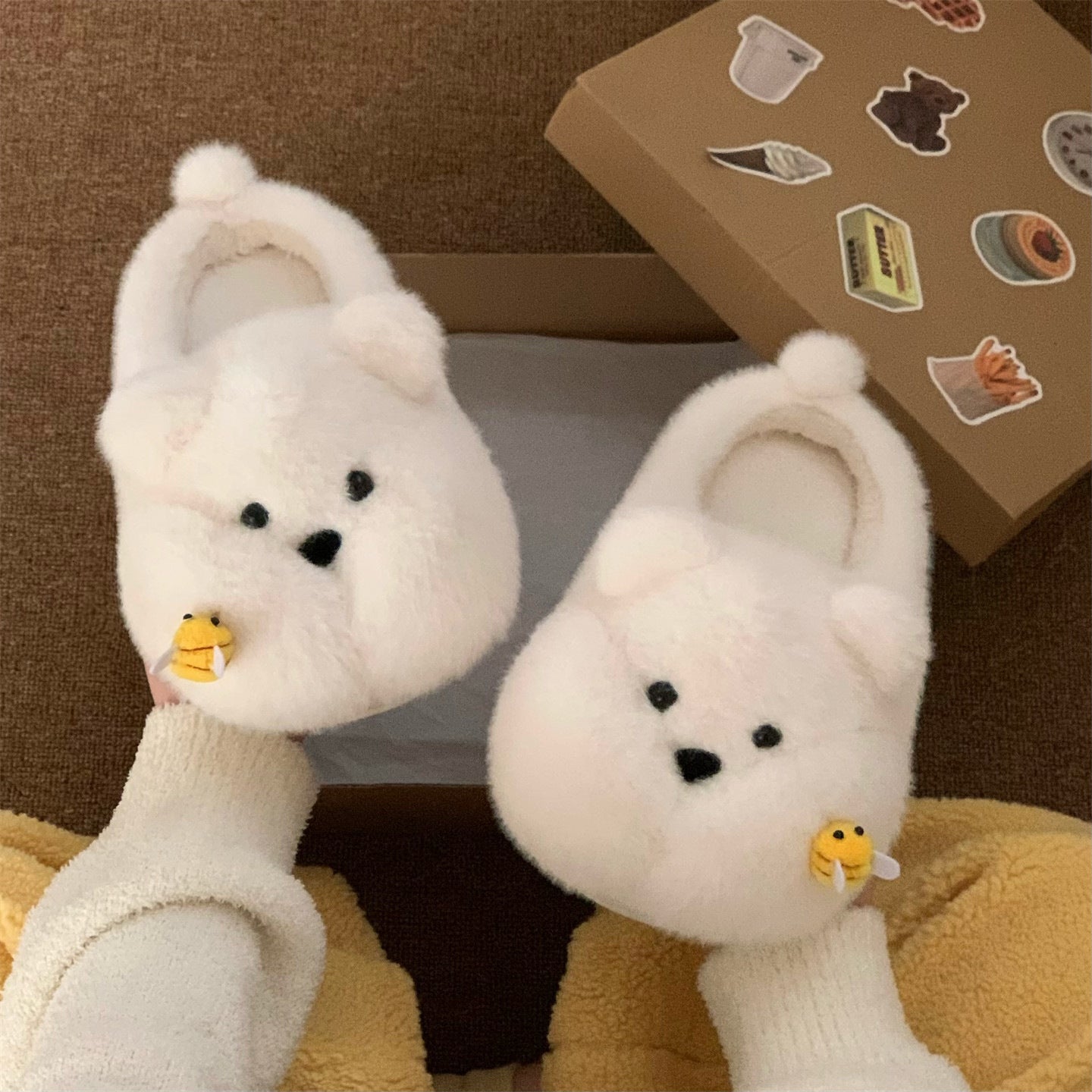 Cute And Fun Chubby Bear Slippers Stung By A Bee