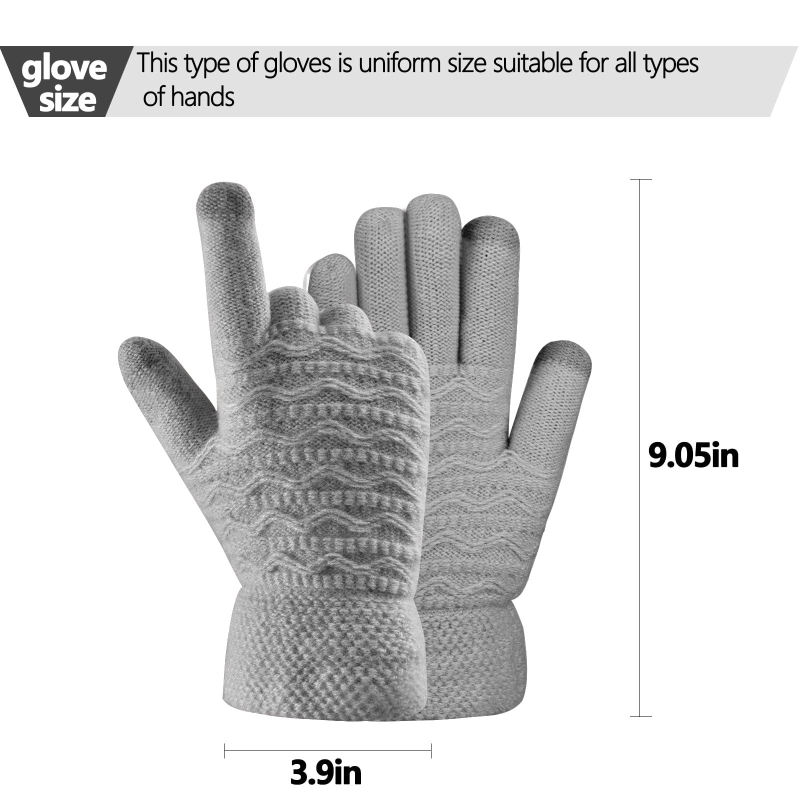 Women's Wave Patterned Double-layer Velvet Thickened Knitted Gloves
