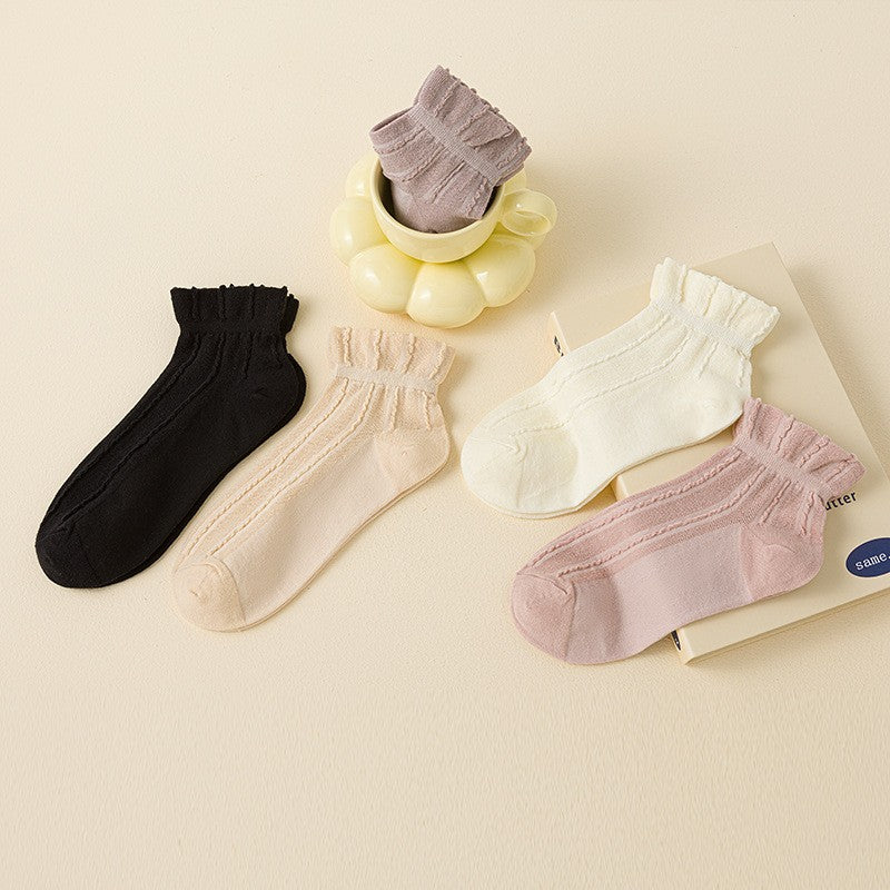 Socks Women's Spring Summer Thin Cotton Socks Mesh Girls' Boat Socks Breathable Short Socks Summer Casual Japanese Versatile Short Socks