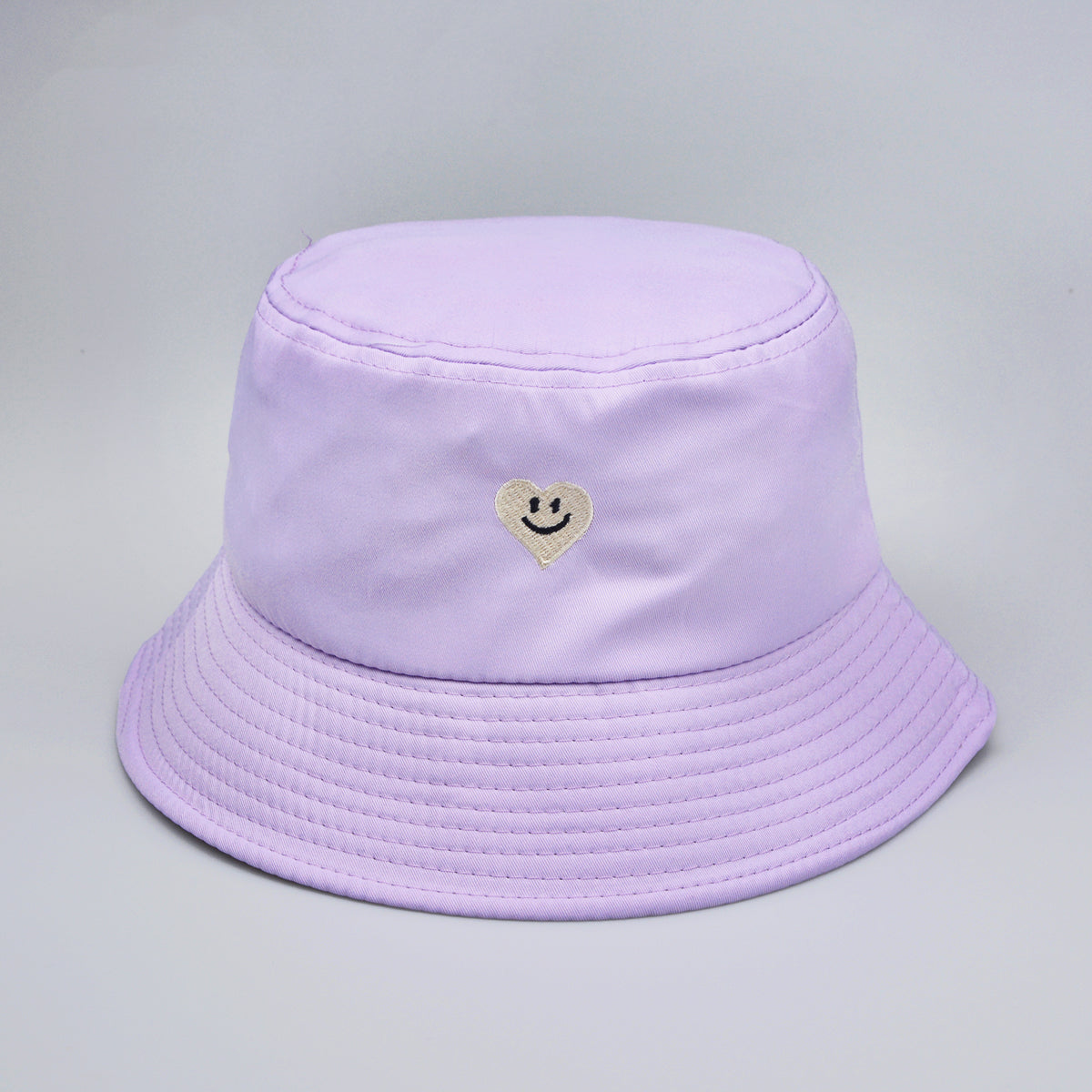 Women's Single-color Embroidered Heart-shaped Smiling Face Pattern Fashion And Simple Style Fishing Hat, Suitable For Daily Commuting, Outdoor Sun Protection, Shopping And Traveling.