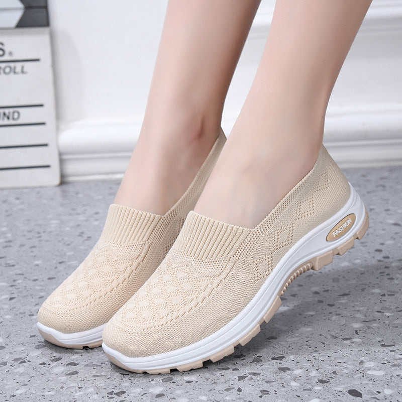 Non-slip Soft-soled Flyknit Walking Shoes Classic Style For Women Breathable
