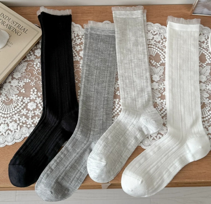 Ballet Style Calf Socks For Children In Spring And Summer, Thin, Breathable, Boneless Stacking Socks