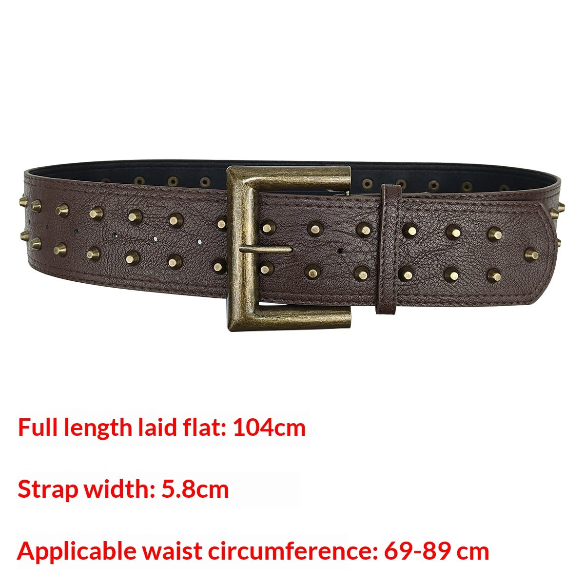 Womens Retro Punk Style Leather Belt With Rivet Decorations