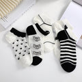 5pairs Summer Breathable Mesh Short Socks, Black And White Shallow Mouth Short Socks, Women's Casual Versatile Short Socks
