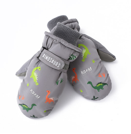 Creative Ski Gloves Cartoon Little Dinosaur Fleece-lined Warm