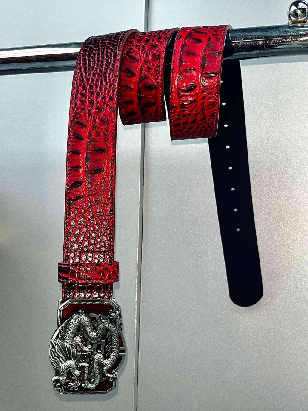 Dragon Year Black And Red Coiled Dragon Subculture Belt