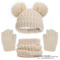 Children's Autumn And Winter Fleece-lined Thickened Double Ball Hat Scarf Gloves Three-piece Set