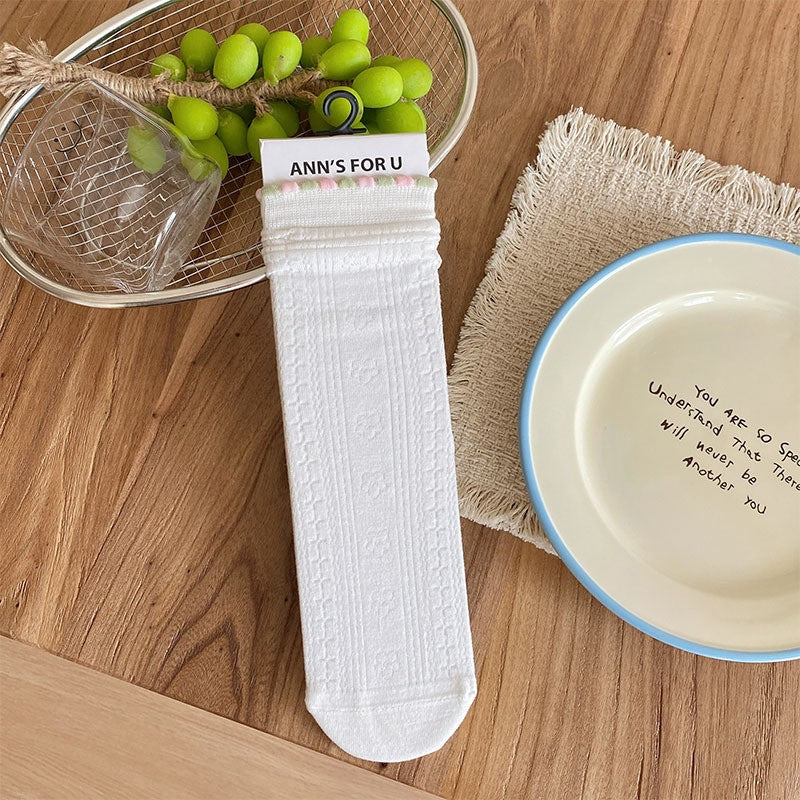 Boneless Socks Children's Forest Sweet Wind Lightweight Hollow Mesh Soft And Versatile Middle Tube Stacked Socks
