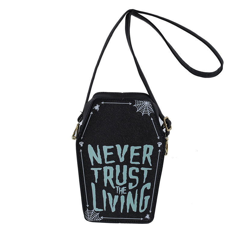 Printed Graffiti Printed Vertical Small Square Bag Dark Goth Style