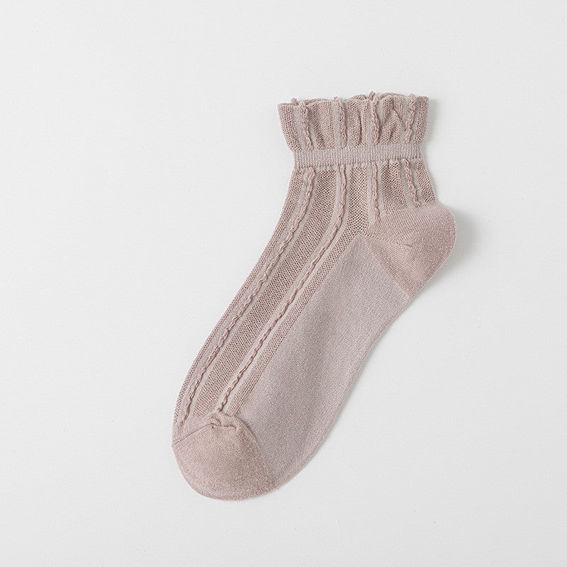 Socks Women's Spring Summer Thin Cotton Socks Mesh Girls' Boat Socks Breathable Short Socks Summer Casual Japanese Versatile Short Socks