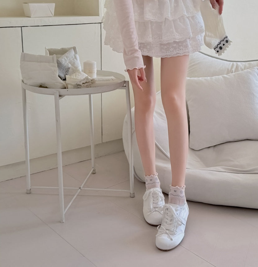5pairs Socks Spring And Summer Thin Lace Socks Lightweight Breathable White Ballet Style Lace Women's Socks