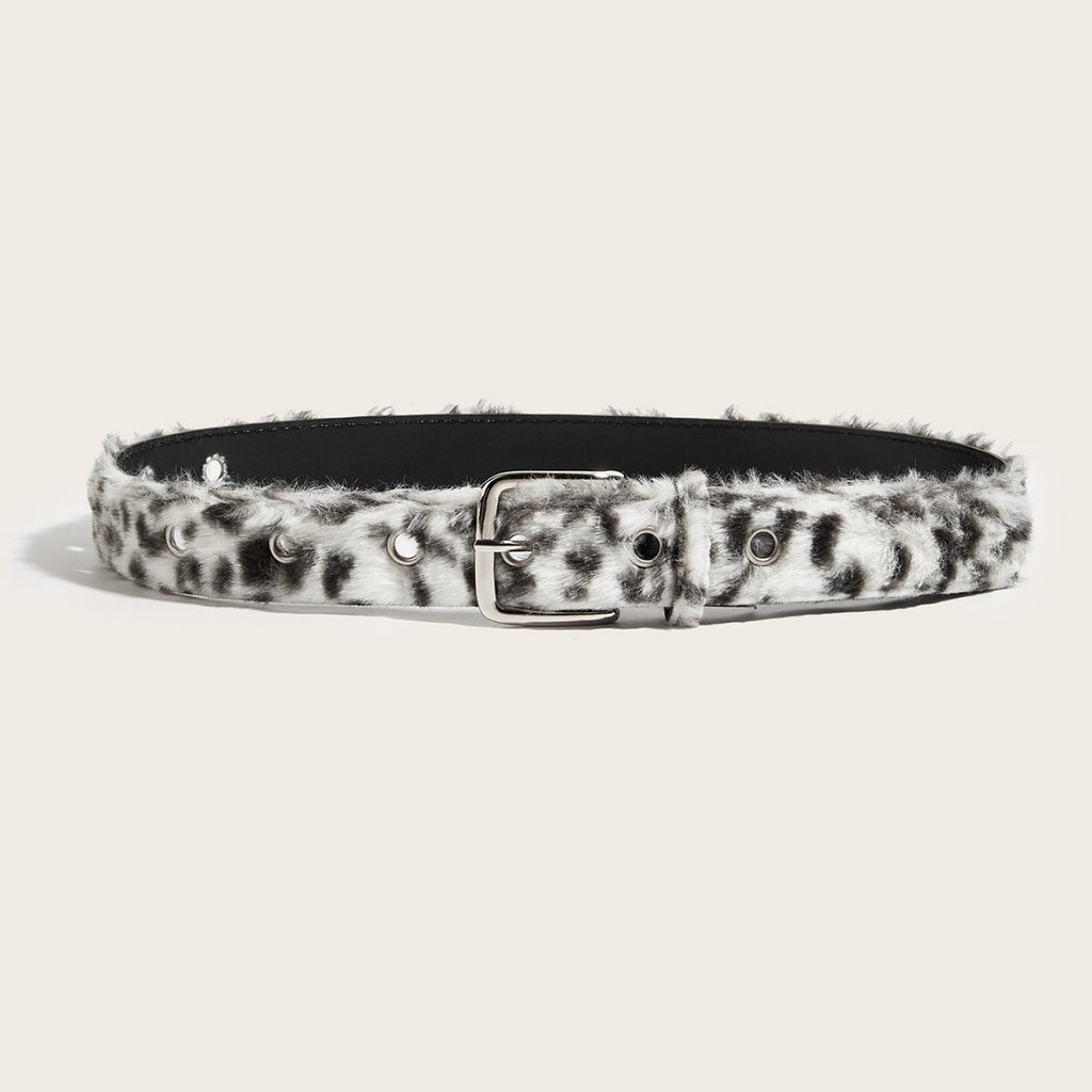 Western Womens Leopard-Print Plush Belt Subculture