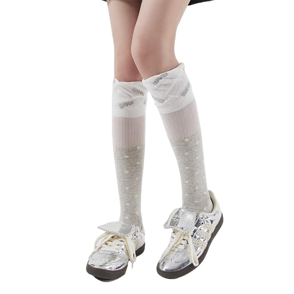 New Women's Calf Socks With Spring And Summer Patchwork, Bubble Mouth, Polka Dot, Artistic Pile Socks, Retro And Elegant