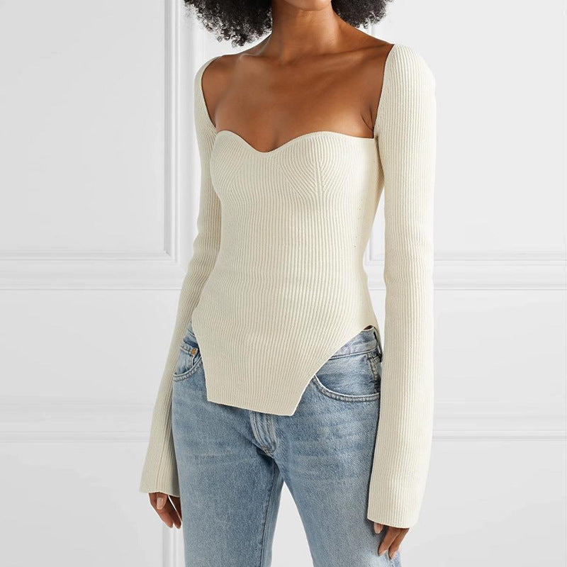 Women's Off-neck Pullover Long Sleeve Top Bottoming Sweater