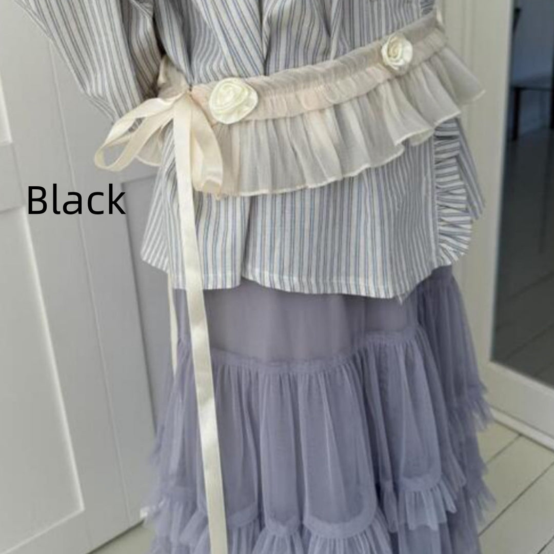 Womens Heavy-Duty Lace Belt With Ruffles And Lacing Short Style