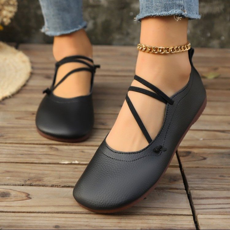 Little Leather Moms Flat Shoes Slip-on Loafers For Lazy Days