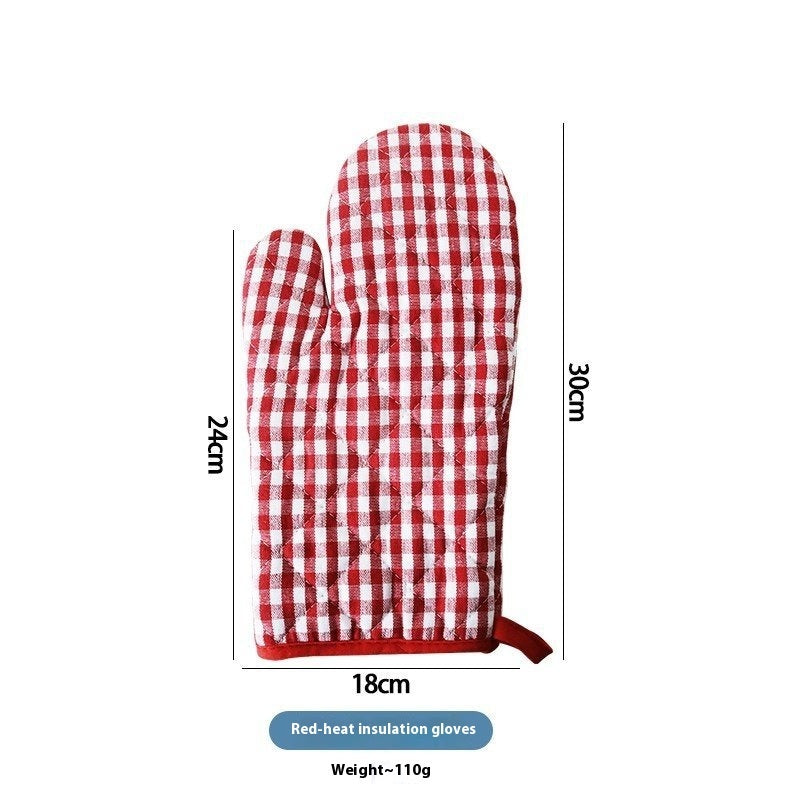 Cotton Yarn-dyed Plaid Baking Gloves Scald Preventing Met