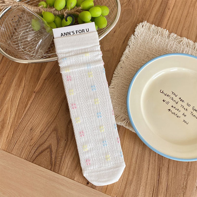 Boneless Socks Children's Forest Sweet Wind Lightweight Hollow Mesh Soft And Versatile Middle Tube Stacked Socks