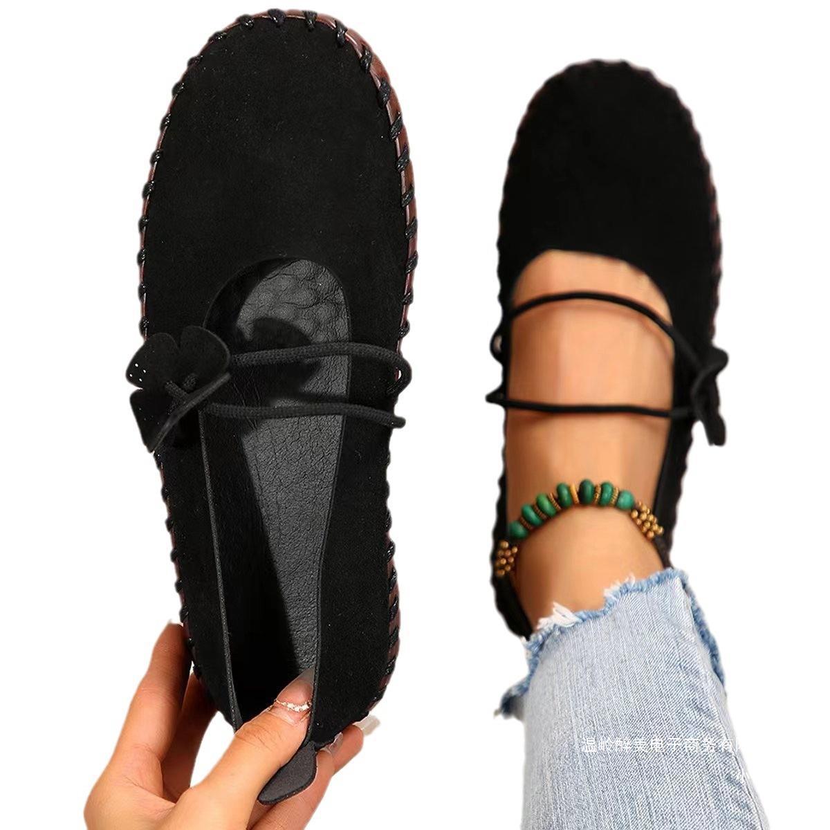 Retro Lightweight Womens Breathable Round-toe Shoes With Soft Soles