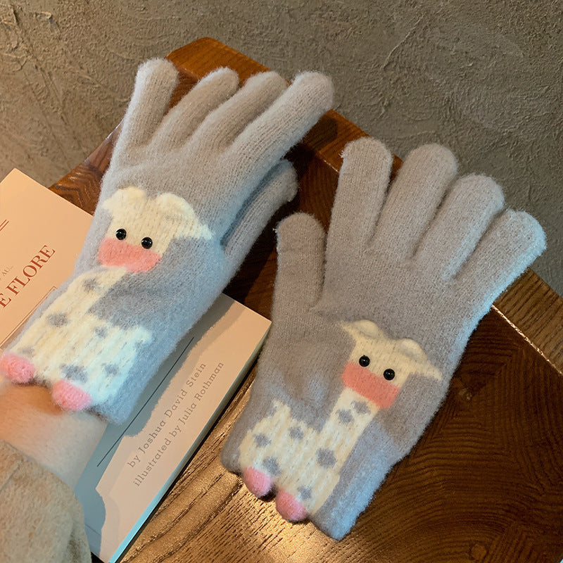 Winter Fingerless Knitted Gloves Touchscreen Warm Windproof