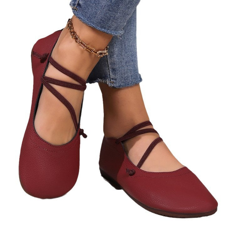 Little Leather Moms Flat Shoes Slip-on Loafers For Lazy Days