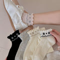 5pairs Socks Spring And Summer Thin Lace Socks Lightweight Breathable White Ballet Style Lace Women's Socks