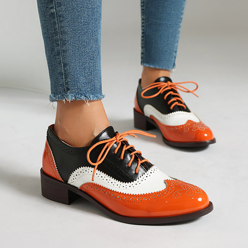 Color-block Laced Brogue Deep-toe Women's