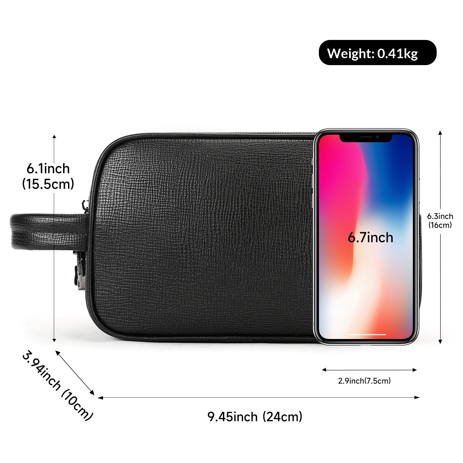 Men's Genuine Leather Business Clutch Bag Full-Grain Cowhide
