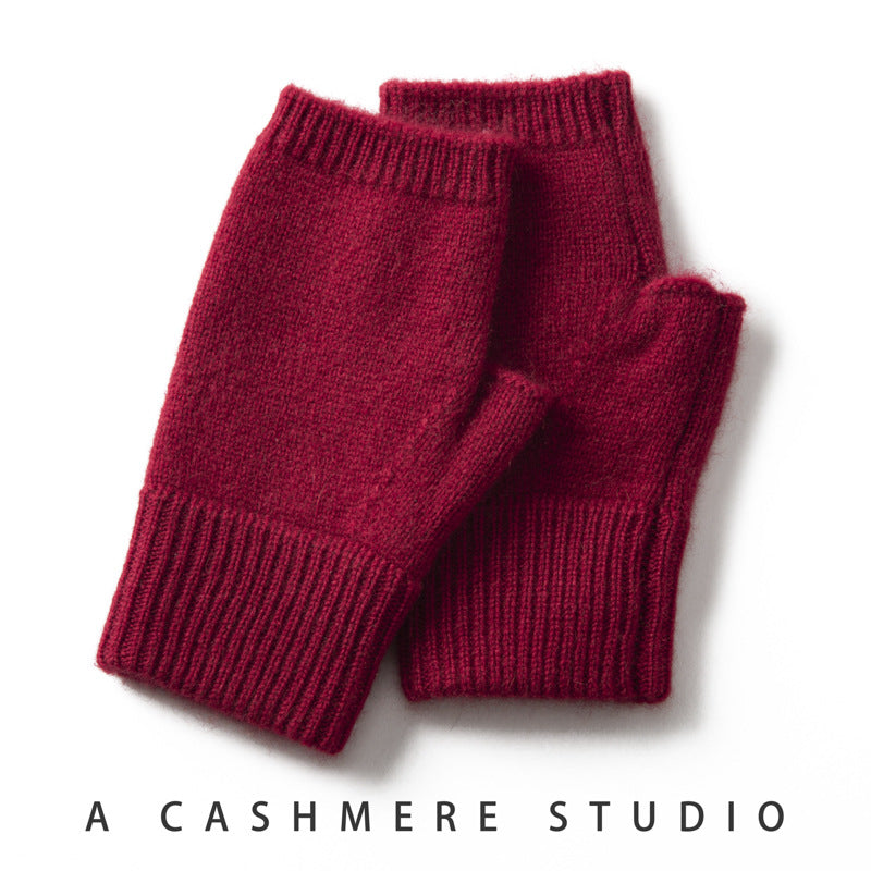 Pure Cashmere Half Finger Gloves For Women Autumn Winter Assorted Colors
