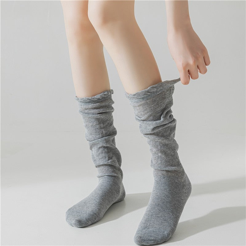 Socks For Children, Mid Tube Socks, Summer Thin, Breathable, Bubble Mouth Mesh, Calf Socks, Piled Up Knee High