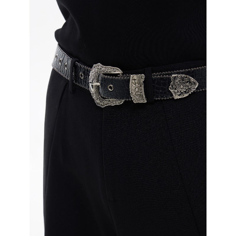 American Y2K Retro Carved Crocodile-pattern Belt