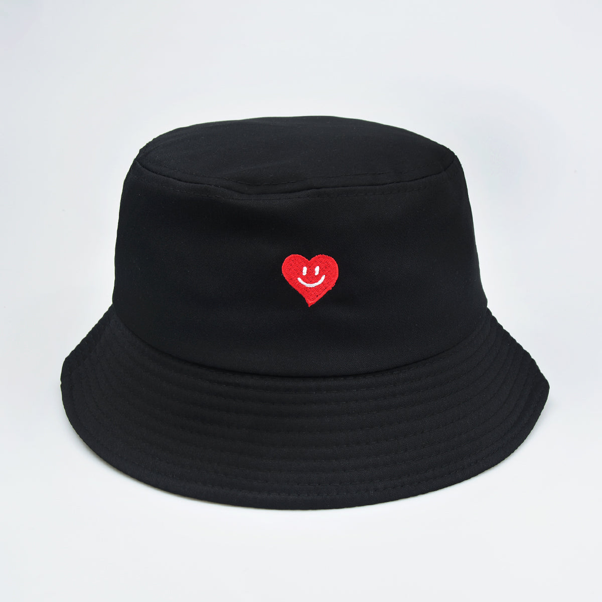Women's Single-color Embroidered Heart-shaped Smiling Face Pattern Fashion And Simple Style Fishing Hat, Suitable For Daily Commuting, Outdoor Sun Protection, Shopping And Traveling.
